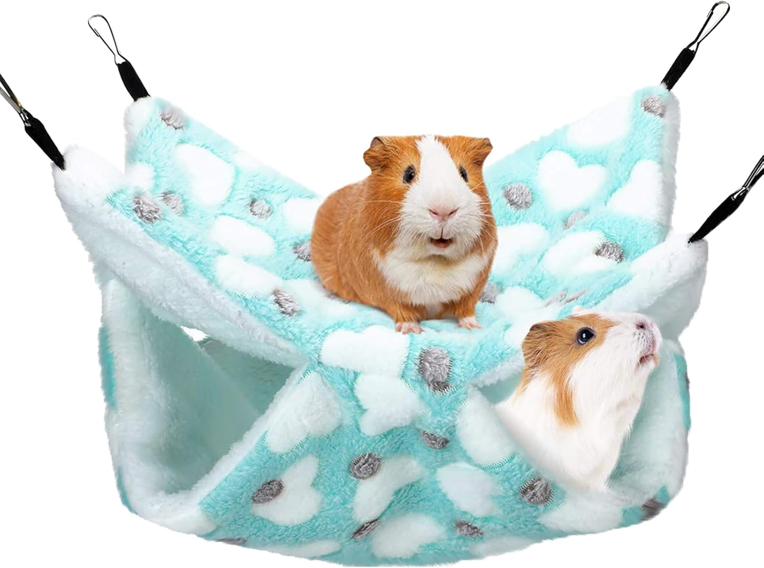 Hamac Double 34×34 cm en Peau de Pêche y Velours Arctique para animales pequeños - verde