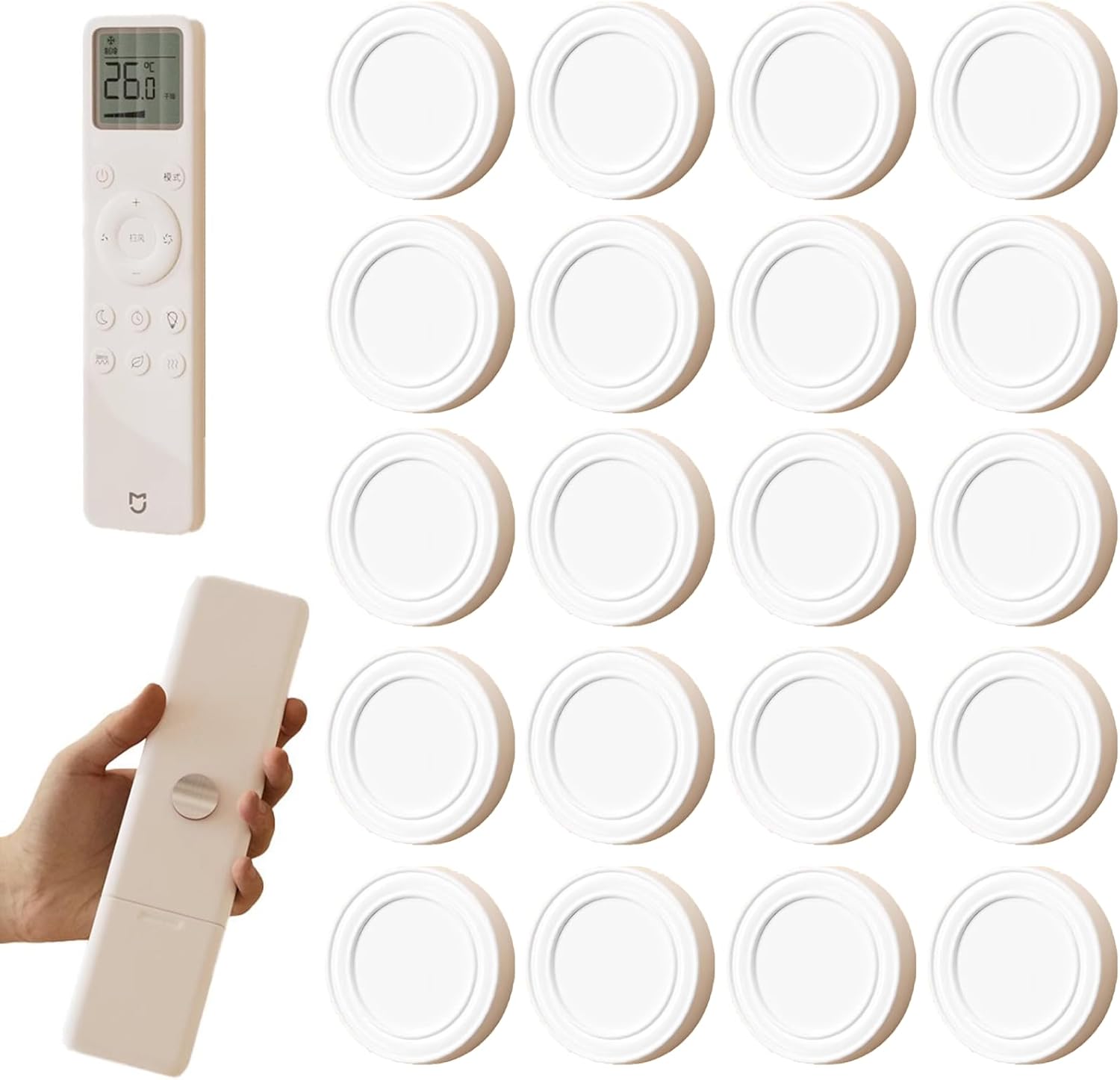 20 Supports Magnétiques Muraux para Télécommandes - Porte Télécommande Multifonctionnel blancoo