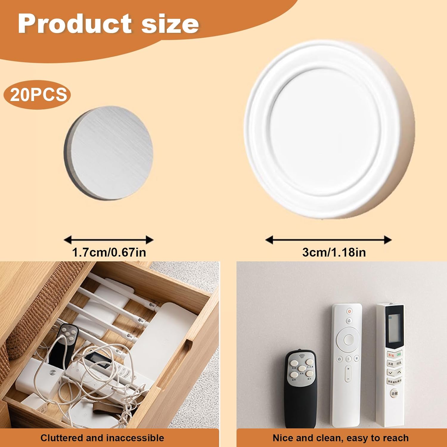 20 Supports Magnétiques Muraux pour Télécommandes - Porte Télécommande Multifonctionnel Blanc - produit neuf issu de déstockage