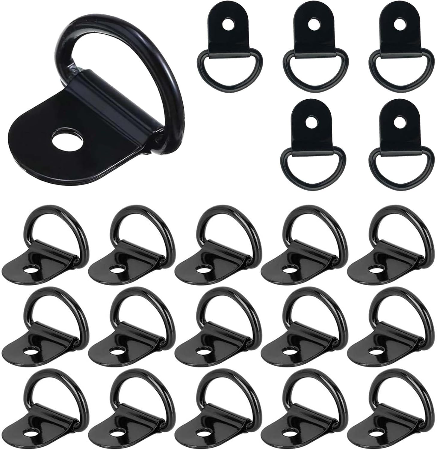 20 Anillas de Amarre de Acero Inoxidable Negro para Remolques, Camiones, Barcos – 3,6 x 2,5 cm, Lote