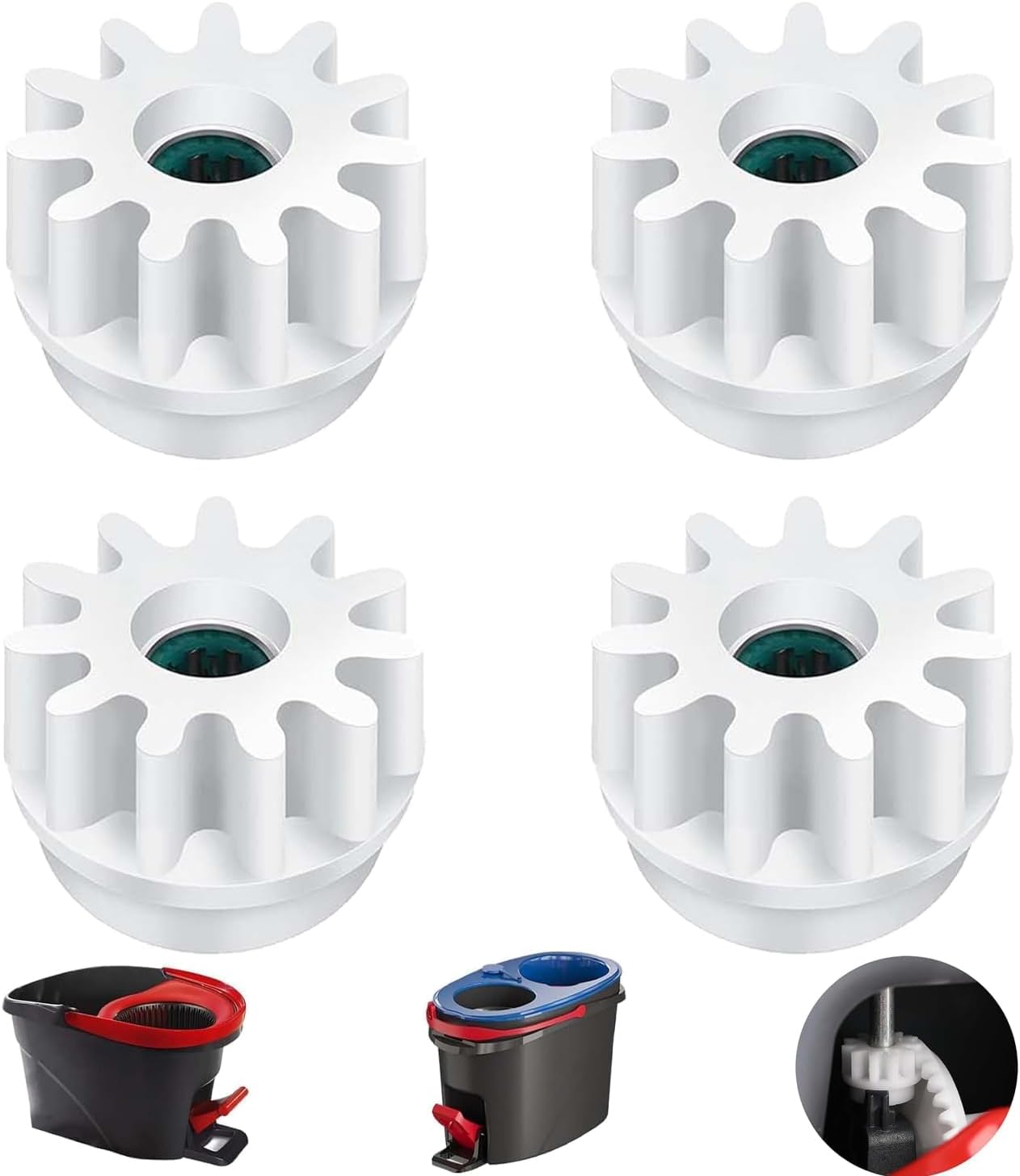 juego de 4 engranajes de pedal compatibles con Vileda y Ocedar para cubos Spin Mop – piezas de repuesto