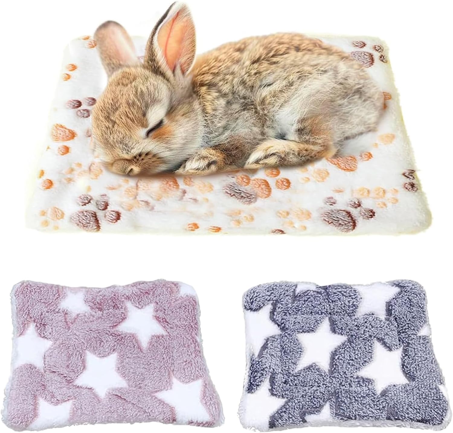 ZYEKIU Ensemble 3 piezas Tapis Lapin Doux y Confortable para animales pequeños – Lit Lavable para Lapi