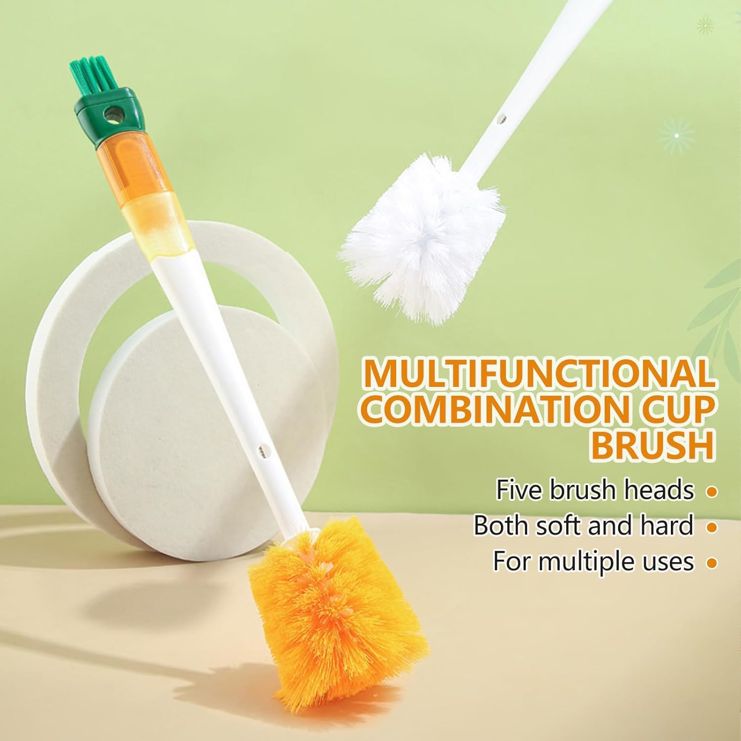 Wekuw Brosse Nettoyage Biberon 5 en 1, 2 Pièces avec Crochets, Sans BPA, Durable et Sans Rayures pou - produit neuf issu de déstockage