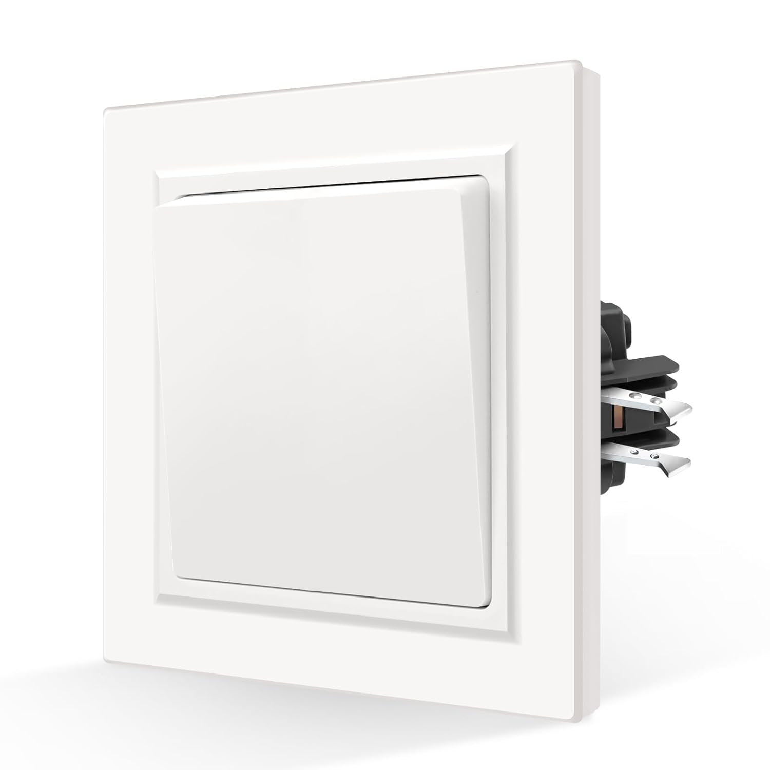 CNBINGO Interruptor de pared empotrable de 1 vía con placa soft-touch blancooo mate