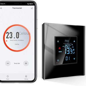 CNBINGO Thermostat Intelligent Zigbee Wi-Fi 2,4G Encastré avec Écran Tactile en Verre Cristal - Compatible Alexa, Google Home, Smart Life, Tuya - Noir