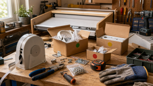 Atelier de bricolage avec accessoires en déstockage utiles pour réparer