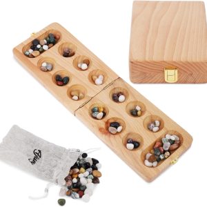 Ajuny Jeu Mancala en bois pliable avec rangement intégré