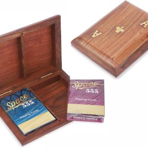 Ajuny Boîte en bois double pont pour cartes à jouer