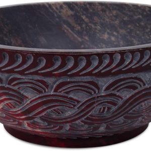 Ajuny Bol décoratif en pierre naturelle sculptée à la main - Motif corde française - 12,7 cm