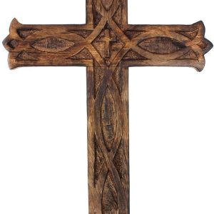 Ajuny Croix murale décorative en bois - motif français