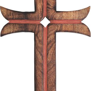 Ajuny Croix murale décorative en bois sculpté