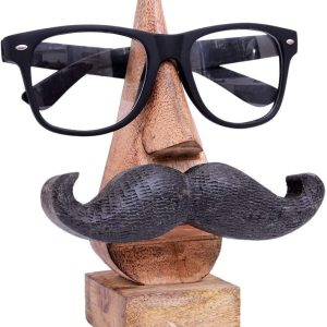 Ajuny Porte-lunettes en bois motif moustache