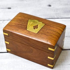 Ajuny Boîte en bois double pont pour cartes à jouer