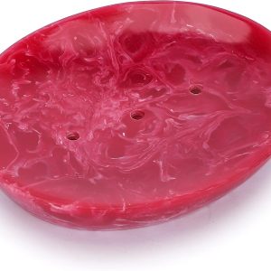 Ajuny Porte-savon résine rose auto-drainant