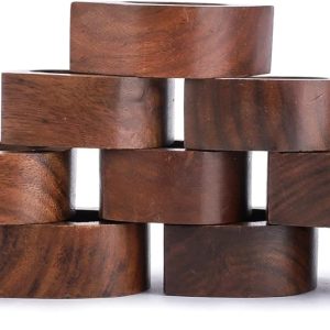 Ajuny Ensemble de 12 ronds de serviette en bois