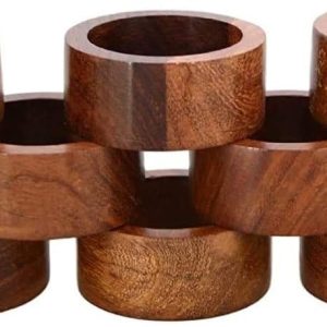 Ajuny Lot de 12 ronds de serviette en bois