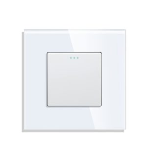 CNBINGO Interrupteur à bascule 1 compartiment 10A 250V avec points fluorescents, plaque murale en verre cristal blanc moderne