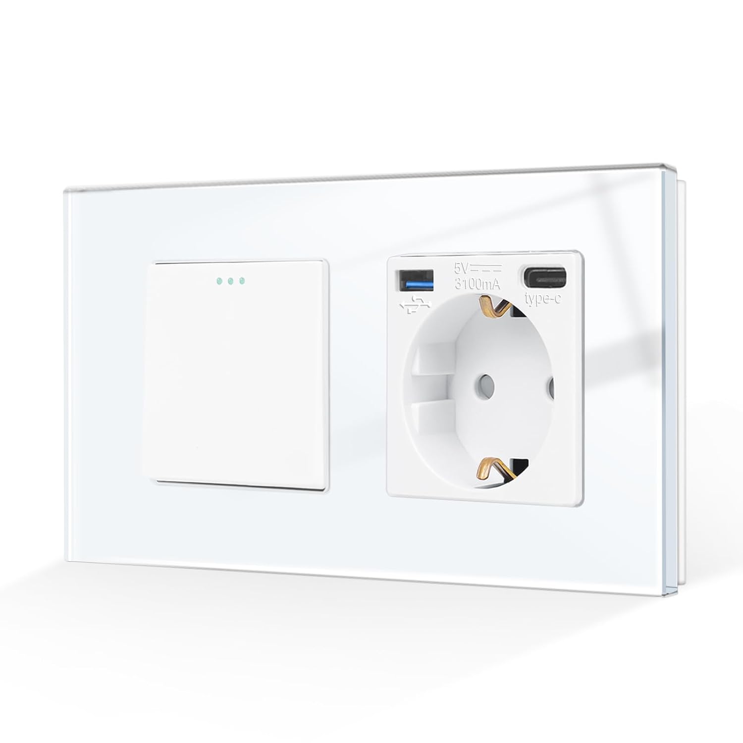 CNBINGO Interrupteur à bascule avec prise Schuko et ports USB Type-A et Type-C in…