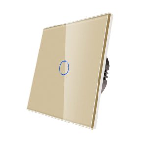 Interrupteur tactile simple doré CNBINGO en verre trempé avec rétroéclairage LED, 1 voie, 240 V, 500 W, sans fil neutre