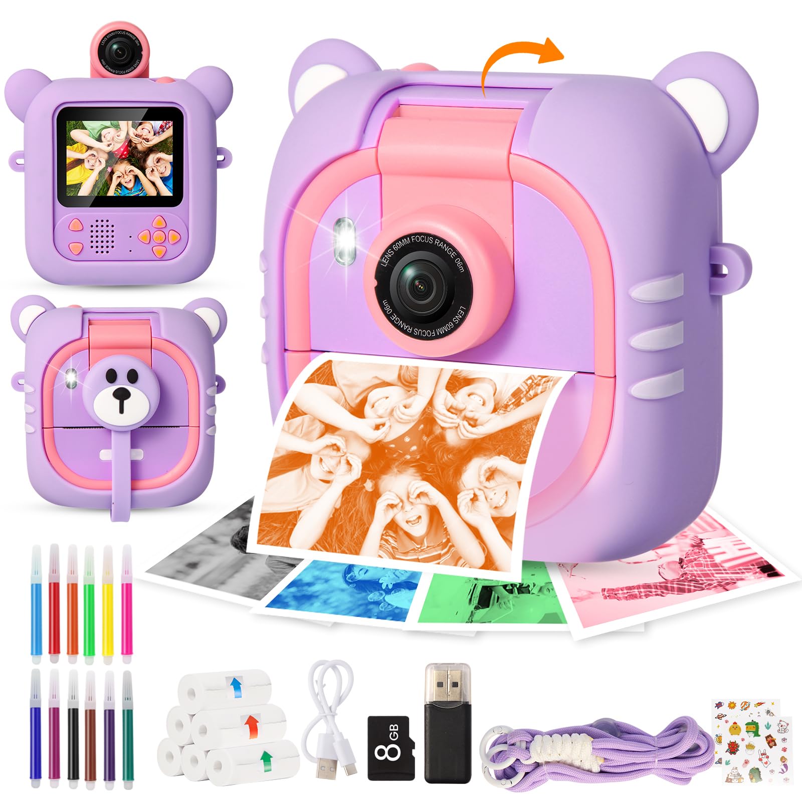 Cámara instantánea infantil ARNSSIEN M2 rosa morado reacondicionado