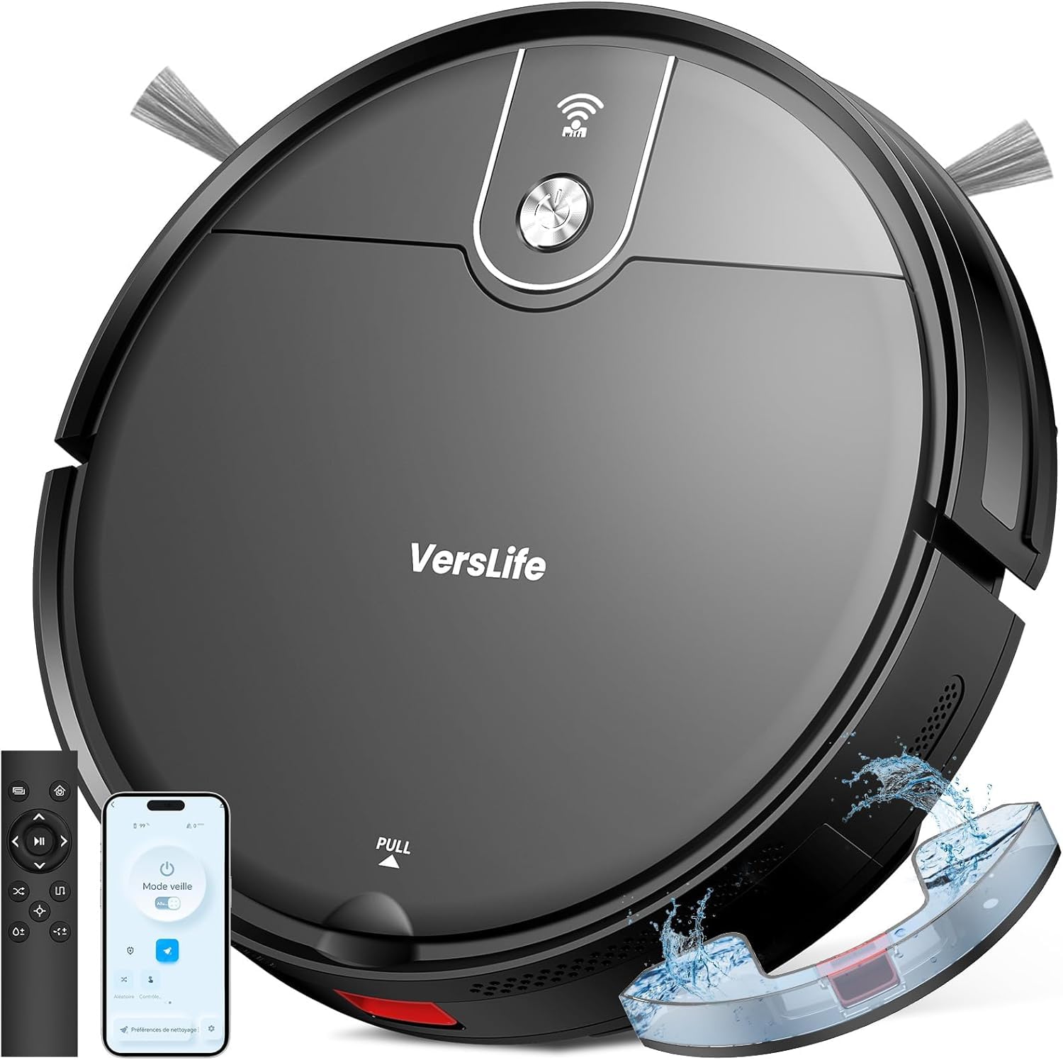 Robot aspirador y fregasuelos VersLife L6 4000 Pa negro reacondicionado