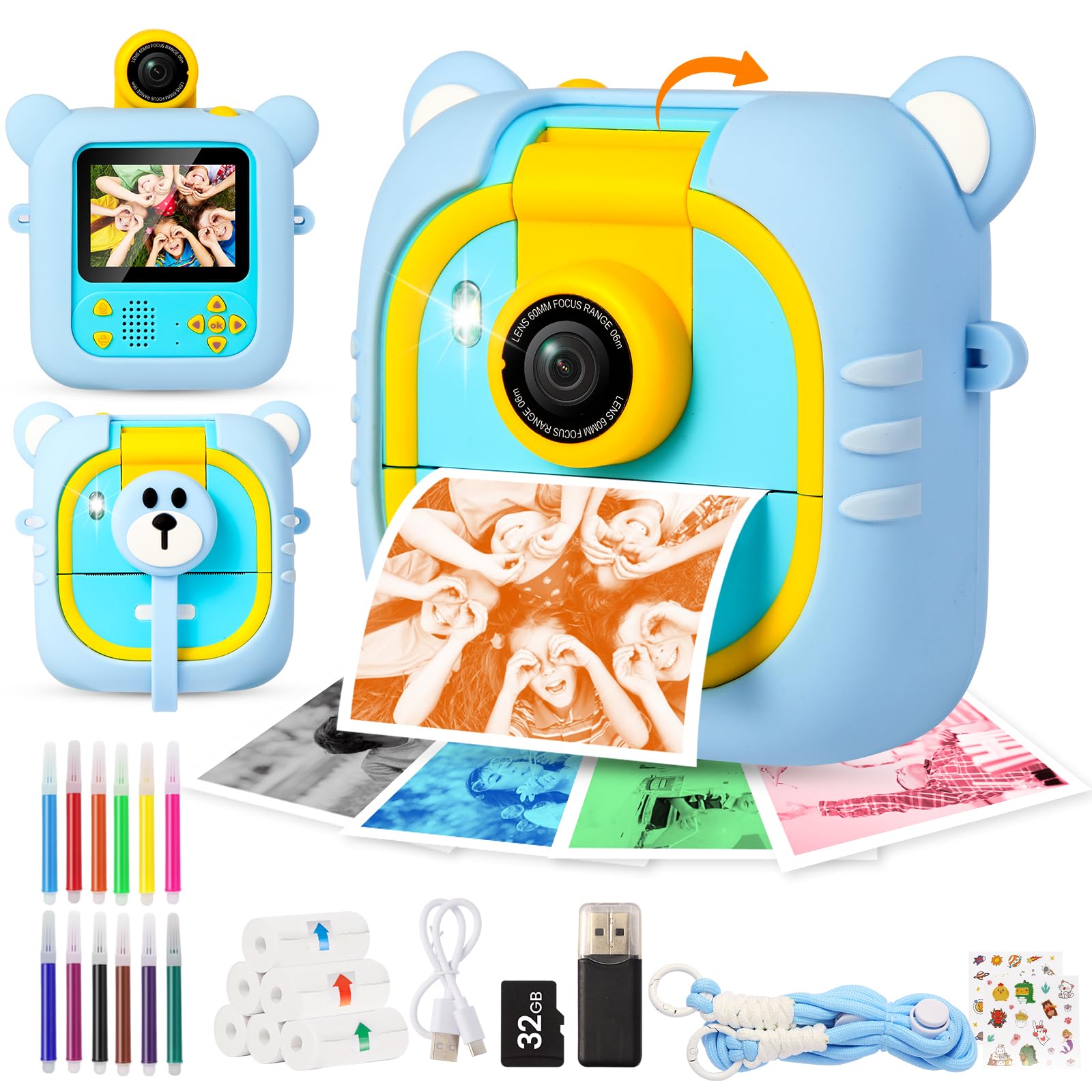 Cámara instantánea infantil ARNSSIEN M2 azul amarillo reacondicionado