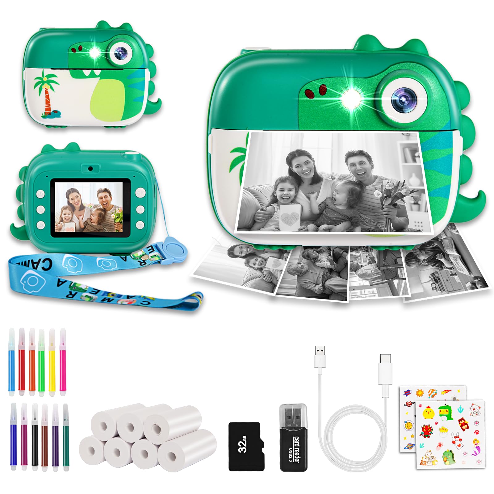 Cámara instantánea infantil ARNSSIEN M3 verde reacondicionado