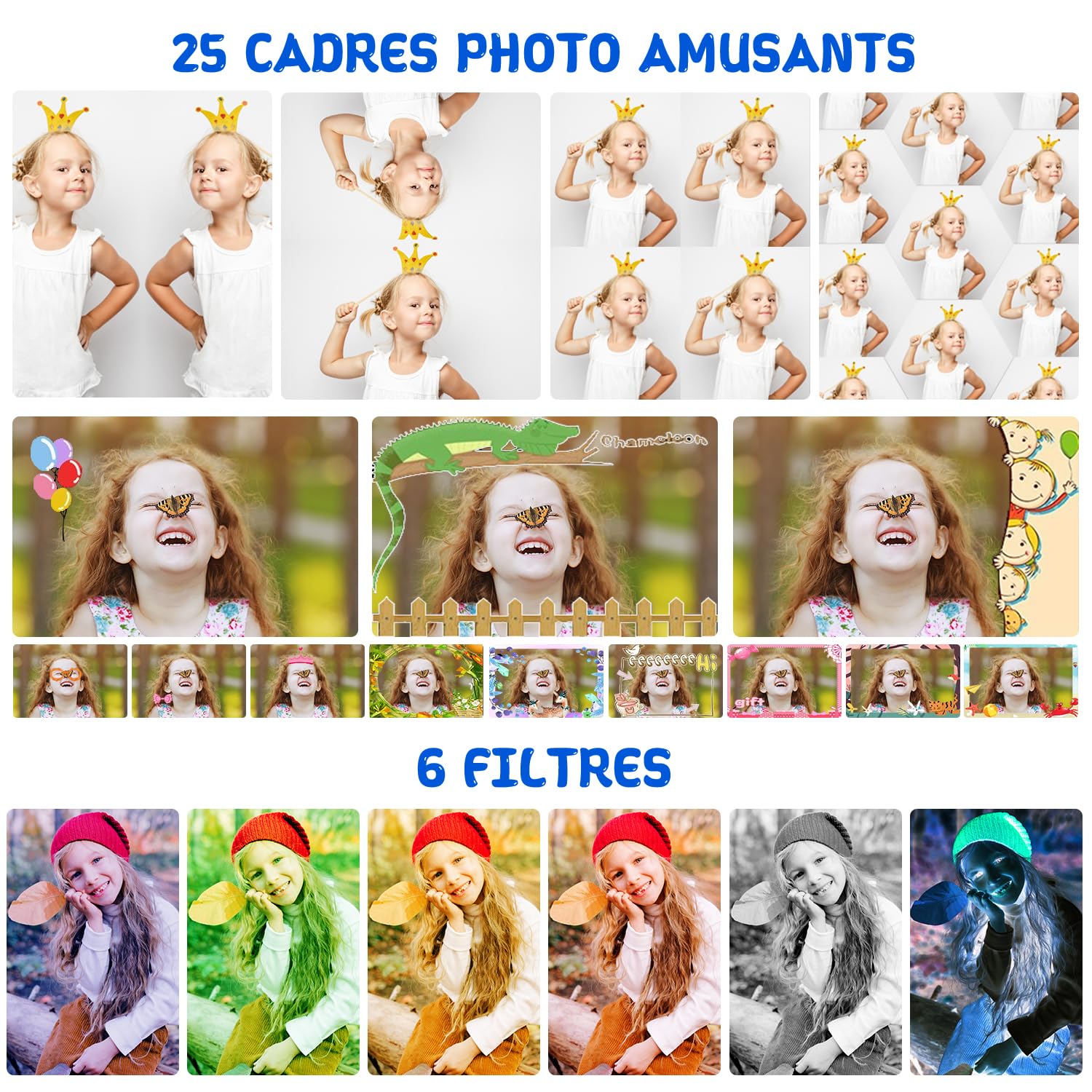 Appareil photo enfant ARNSSIEN X101 bleu vif reconditionné utilisation