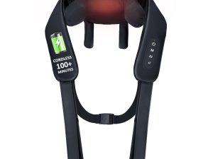 KNQZE Kabelloses Nacken- und Schultermassagegerät – 4D-Knetmassage + Wärme – USB-C-Aufladung (blau)