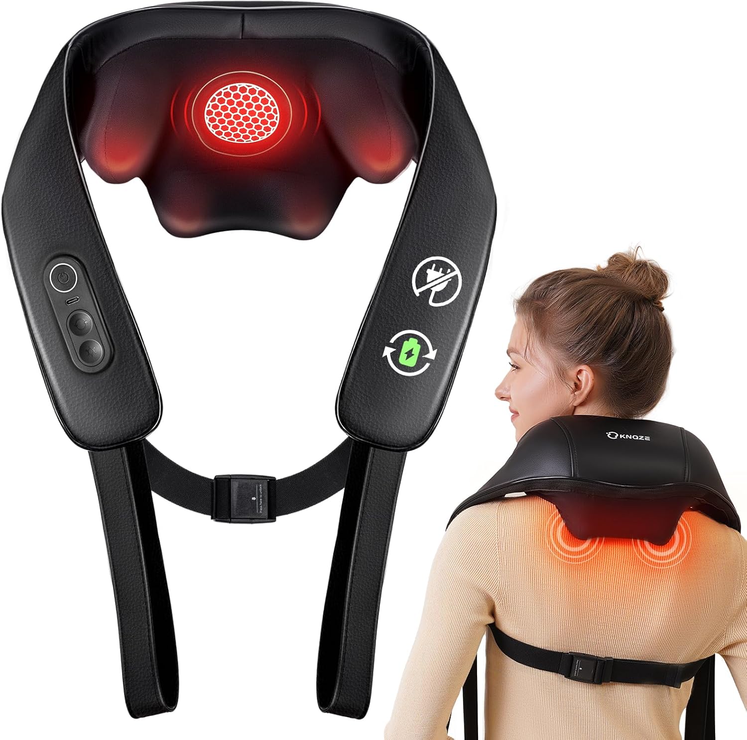 Masajeador de espalda y cervicales shiatsu 4D KNQZE KNB1 – reacondicionado