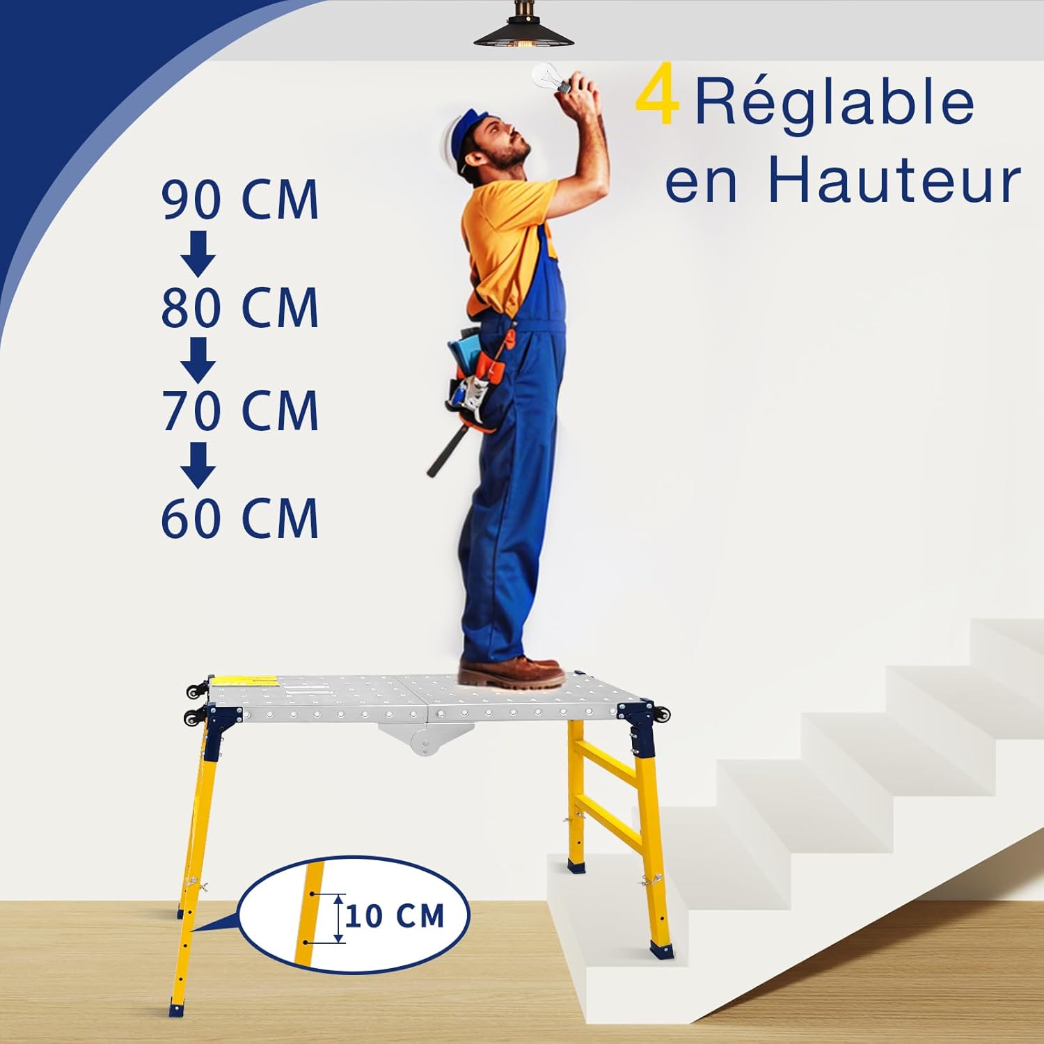 Détails de Plateforme de travail VKE 120 × 36 cm réglable – reconditionnée