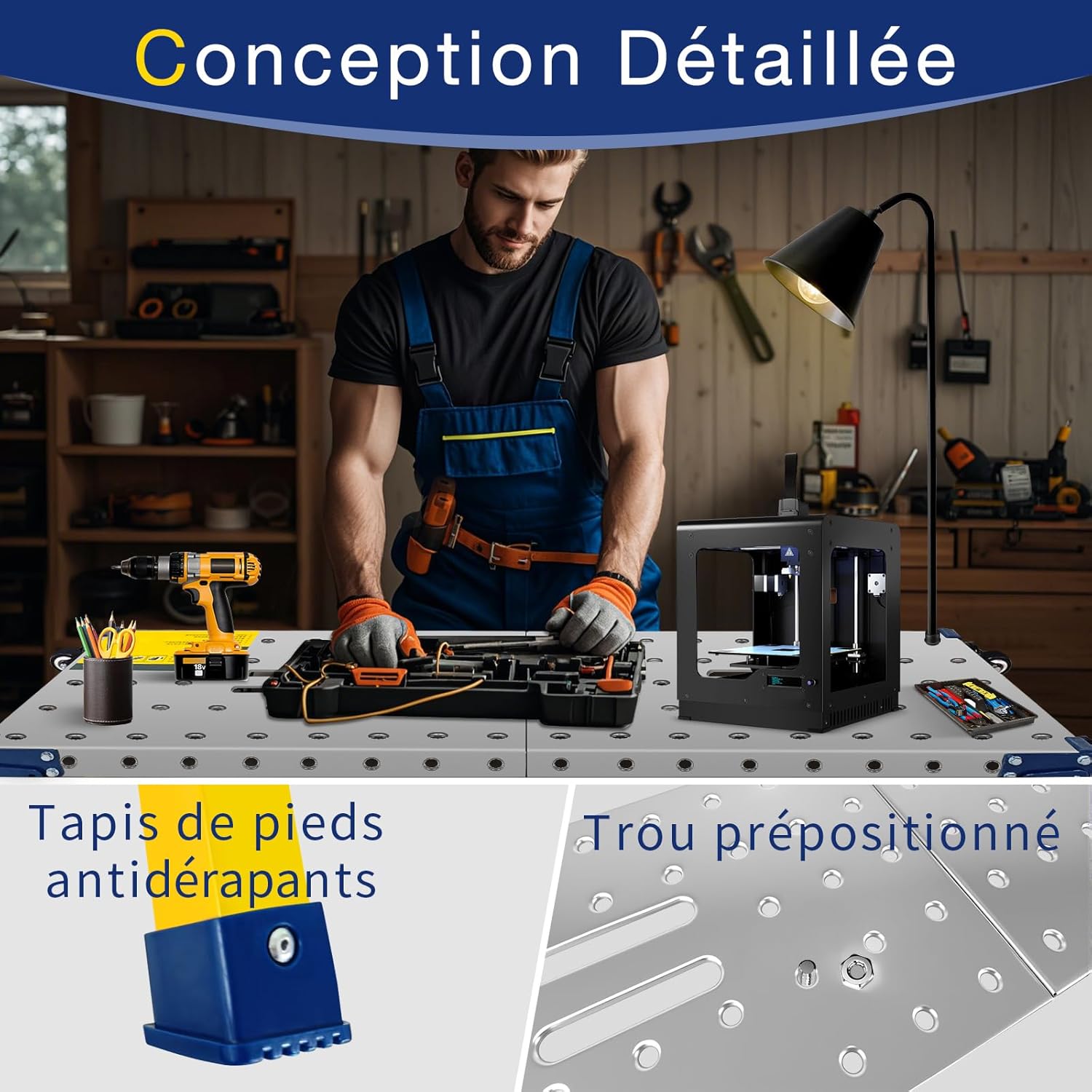 Plateforme de travail VKE 120 × 36 cm réglable – reconditionnée – vue 6