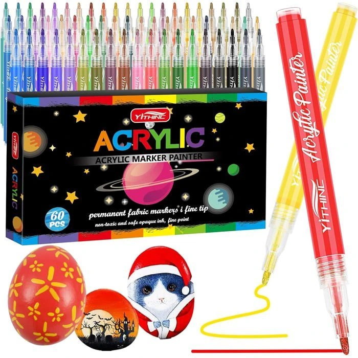 Coffret marqueurs peinture acrylique 60 couleurs