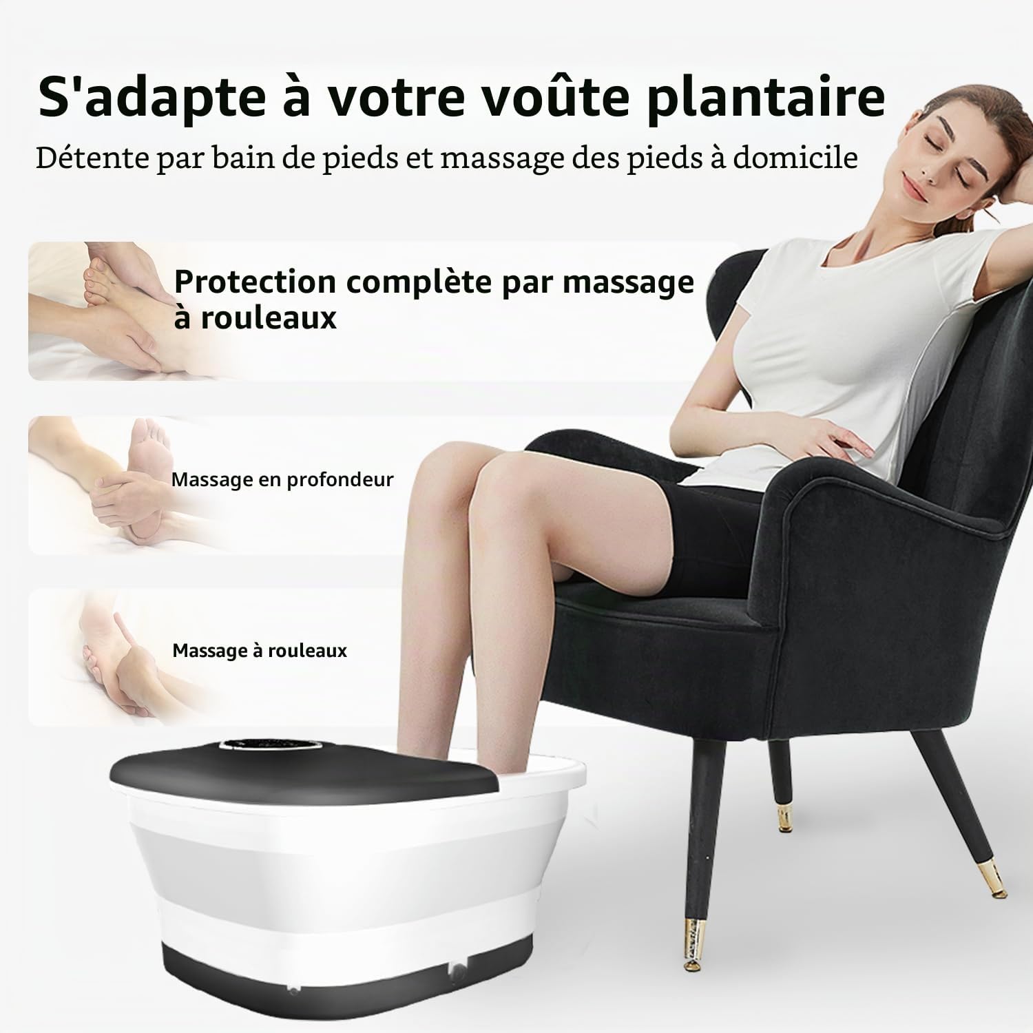 Baño de pies de masaje KNQZE con calefacción plegable – reacondicionado
