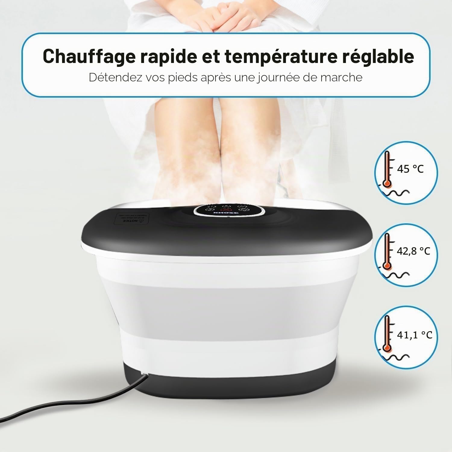 Baño de pies de masaje KNQZE con calefacción plegable – reacondicionado