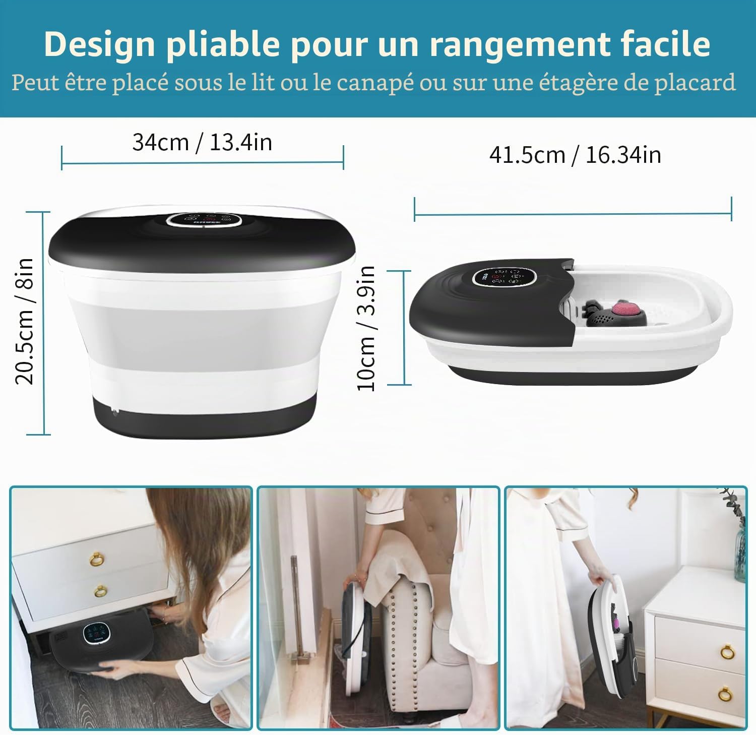 Baño de pies de masaje KNQZE con calefacción plegable – reacondicionado
