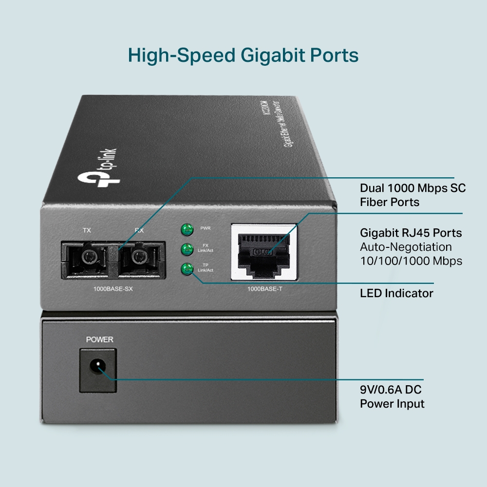 TP-Link MC200CM – conversor de medios Ethernet Gigabit multimodo reacondicionado