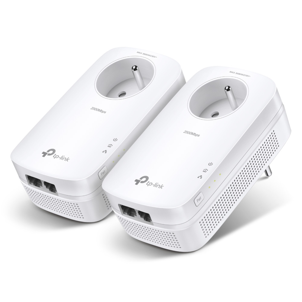 TP-Link TL-PA9025P KIT – Kit CPL AV2000, 2 ports Gigabit et prise gigogne FR – vue 2